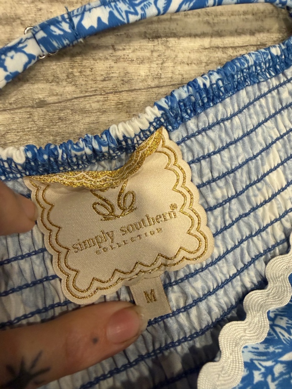 Simply Southern White and Blue Floral Tiered Sundress - Picture 2 of 3